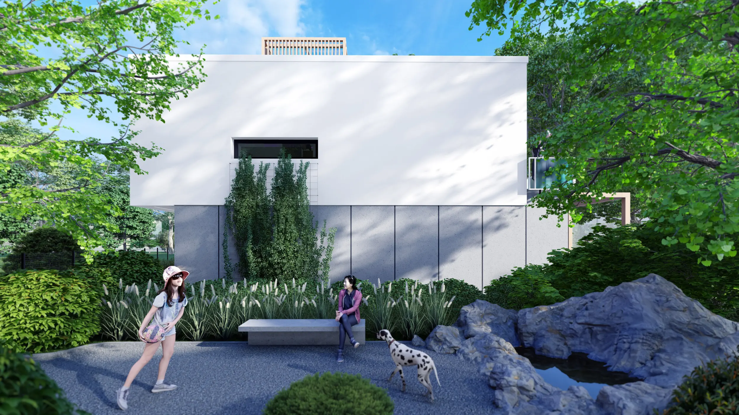 PocketPARK — zielony park kieszonkowy z ławkami i oczkiem wodnym